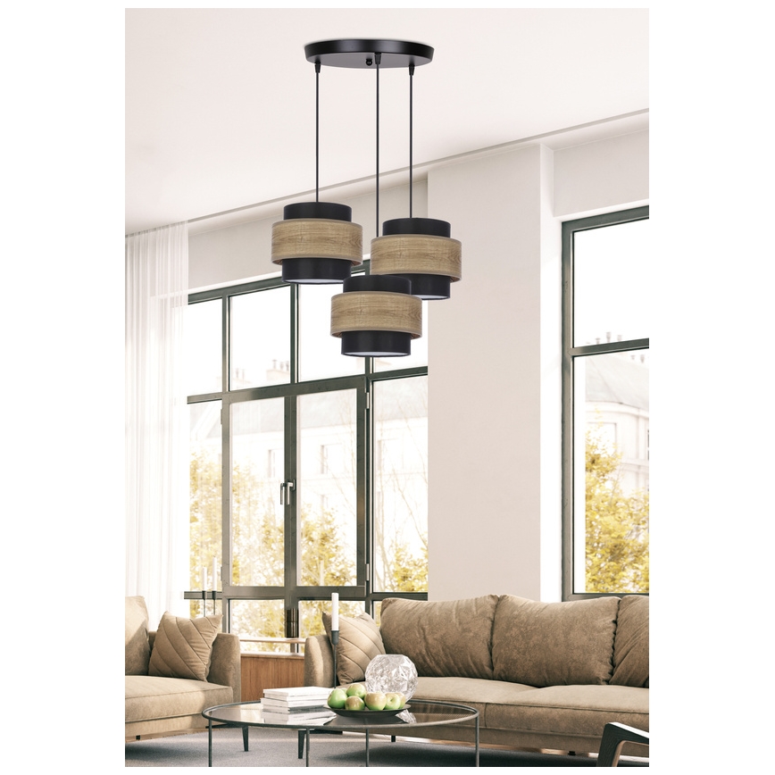 Luster na sajli TWIN 3xE27/40W/230V smeđa/crna