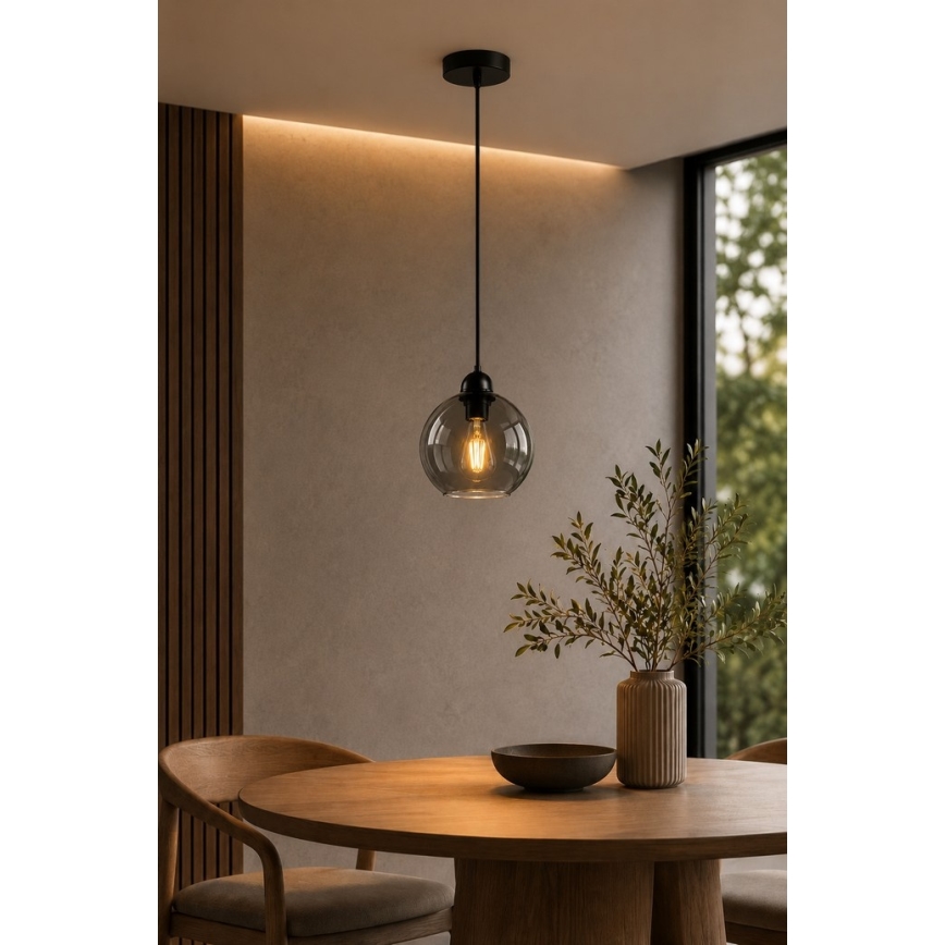 Luster na sajli UNO 1xE27/60W/230V crna/dimna