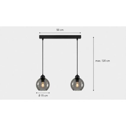Luster na sajli UNO 2xE27/60W/230V crna