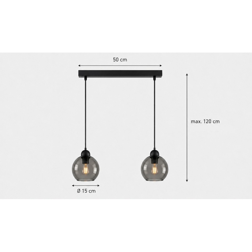 Luster na sajli UNO 2xE27/60W/230V crna