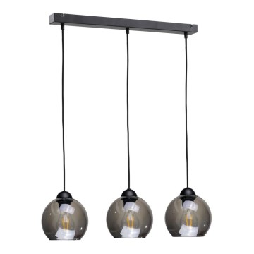 Luster na sajli UNO 3xE27/60W/230V crna/dimna
