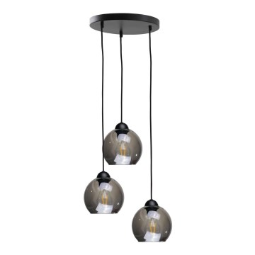 Luster na sajli UNO 3xE27/60W/230V crna/dimna
