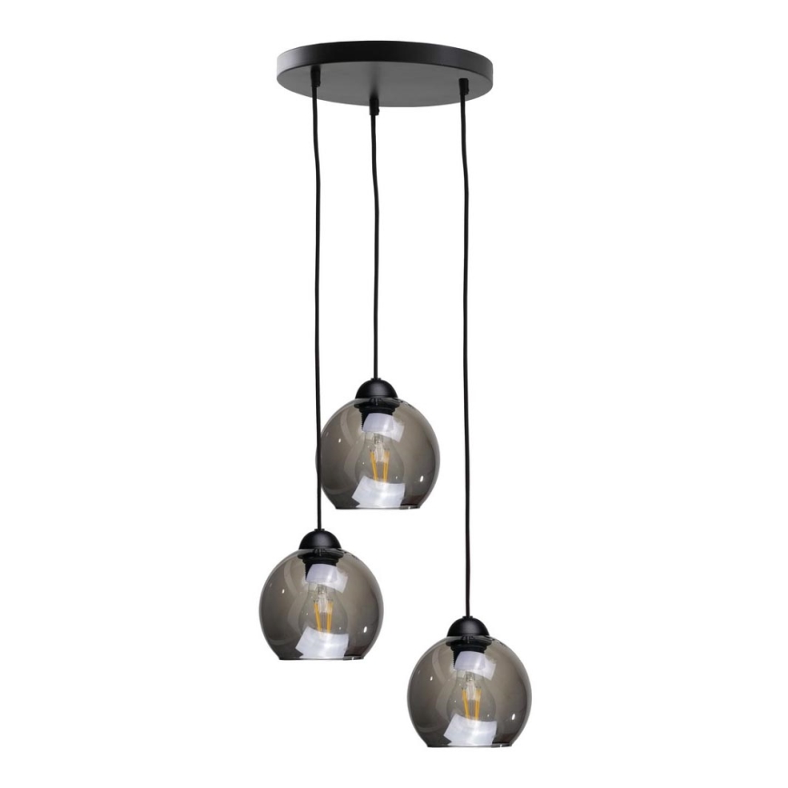 Luster na sajli UNO 3xE27/60W/230V crna/dimna