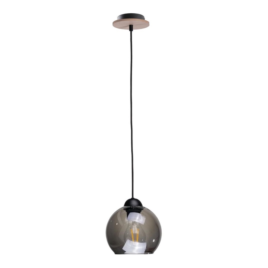 Luster na sajli UNO WOOD 1xE27/60W/230V crna/smeđa