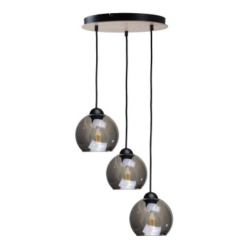 Luster na sajli UNO WOOD 3xE27/60W/230V crna/smeđa