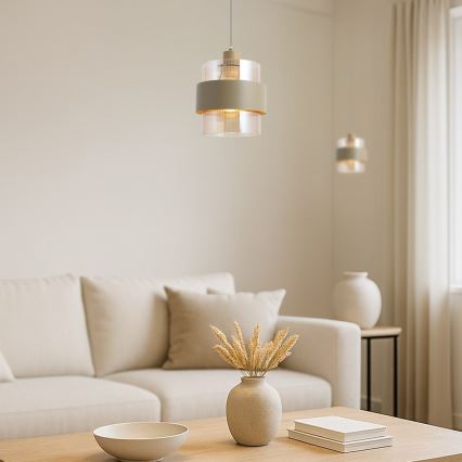 Luster na sajli VALENTINO 1xE27/15W/230V bež/proziran