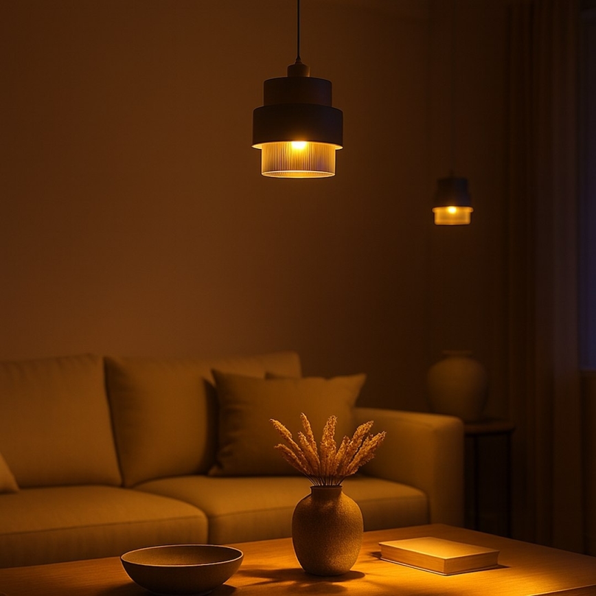 Luster na sajli VALENTINO 1xE27/15W/230V bež/proziran