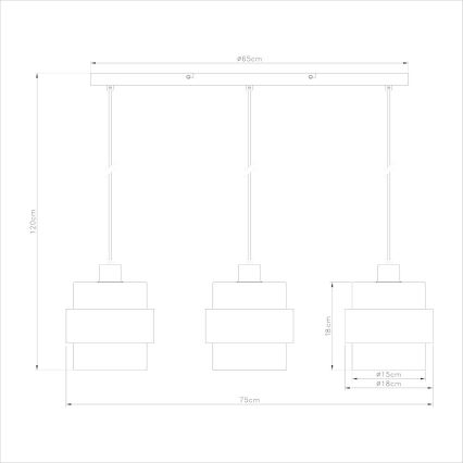 Luster na sajli VALENTINO 3xE27/15W/230V bež/prozirno
