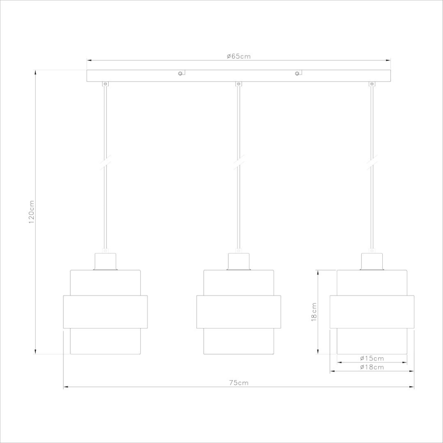 Luster na sajli VALENTINO 3xE27/15W/230V bež/prozirno