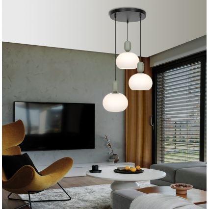 Luster na sajli VALISIA 3xE27/40W/230V crna/maslinasta