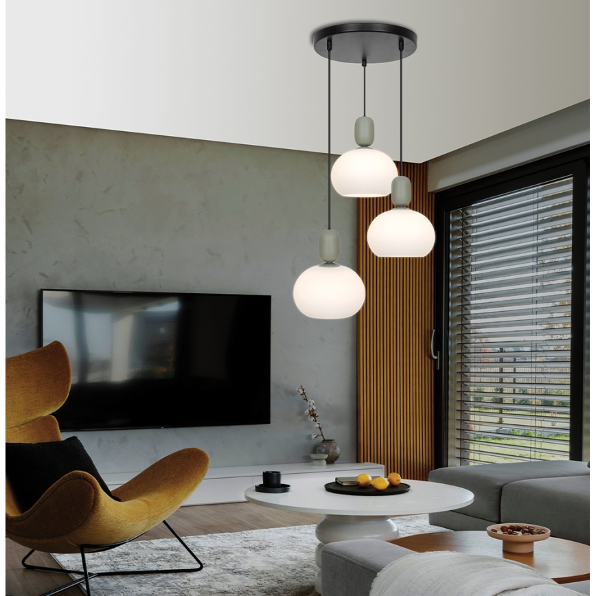 Luster na sajli VALISIA 3xE27/40W/230V crna/maslinasta