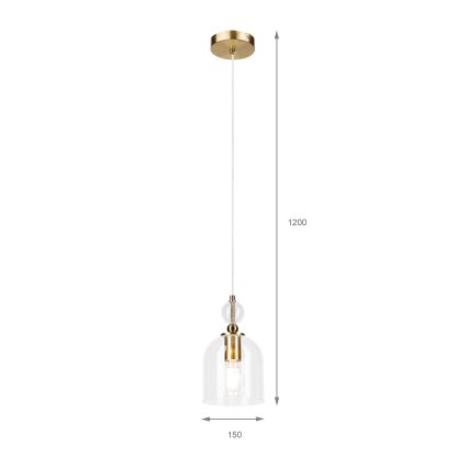 Luster na sajli VELARE 1xE27/15W/230V zlatan/proziran