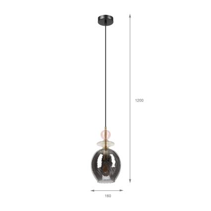 Luster na sajli VELLO 1xE27/15W/230V crna/dimljena ružičasta/bež/crna