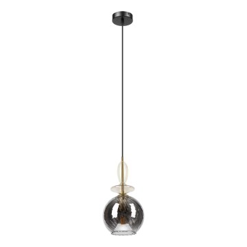 Luster na sajli VELLO 1xE27/15W/230V crna/zadimljena bež/crna