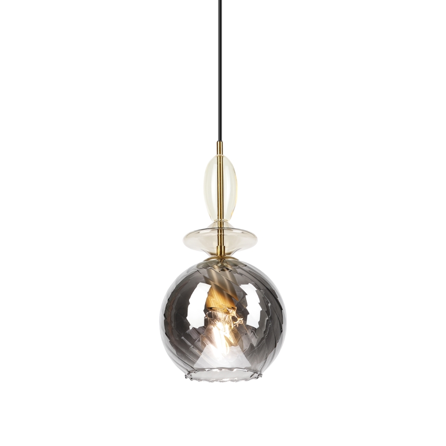 Luster na sajli VELLO 1xE27/15W/230V crna/zadimljena bež/crna