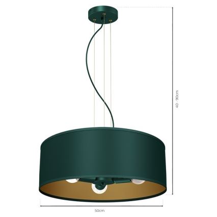 Luster na sajli VERDE 3xE27/60W/230V zelena