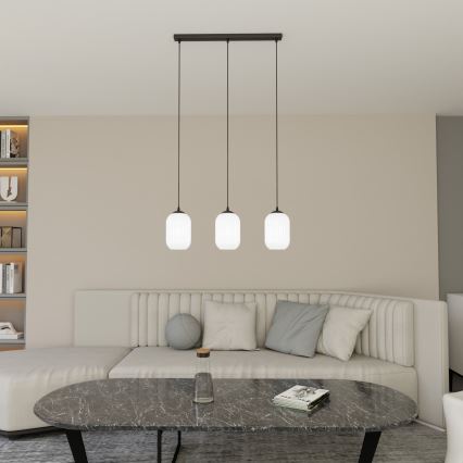 Luster na sajli VERDI 3xE27/15W/230V crna/bijela
