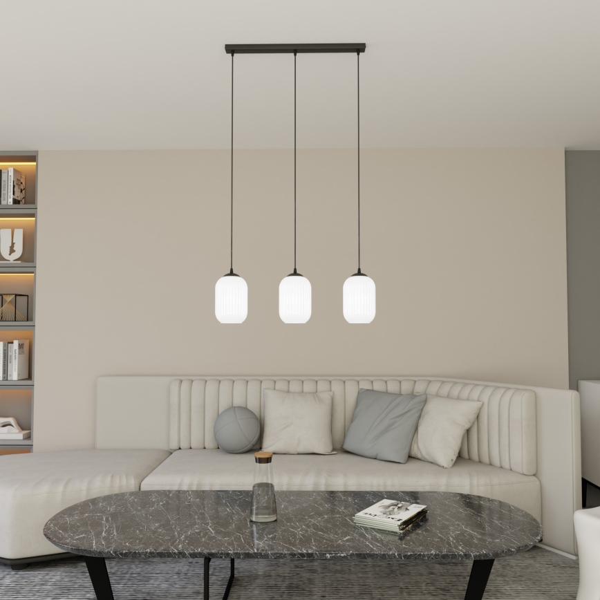 Luster na sajli VERDI 3xE27/15W/230V crna/bijela