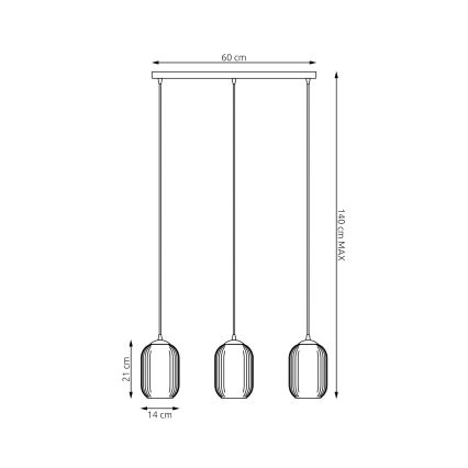 Luster na sajli VERDI 3xE27/15W/230V crna/bijela