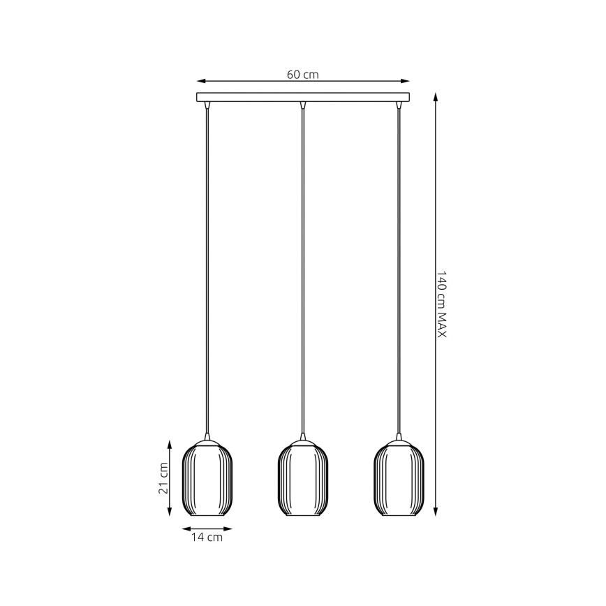Luster na sajli VERDI 3xE27/15W/230V crna/bijela