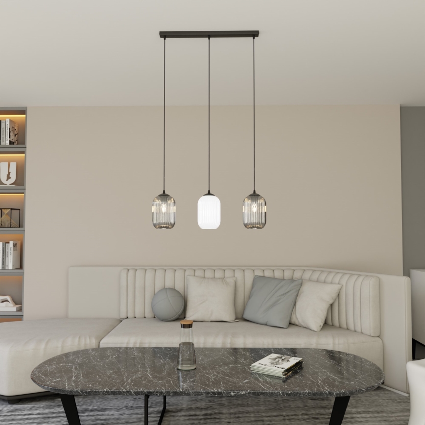 Luster na sajli VERDI 3xE27/15W/230V crna/siva/bijela