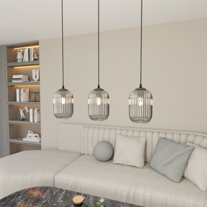 Luster na sajli VERDI 3xE27/15W/230V crna/siva
