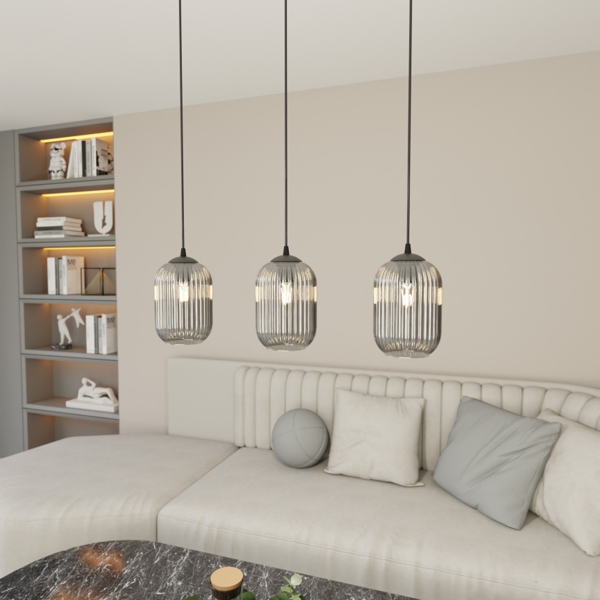Luster na sajli VERDI 3xE27/15W/230V crna/siva