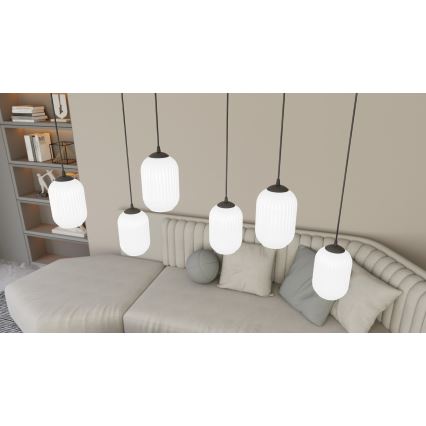 Luster na sajli VERDI 3xE27/15W/230V pr. 30 cm crna/bijela
