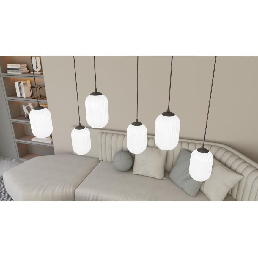 Luster na sajli VERDI 3xE27/15W/230V pr. 30 cm crna/bijela