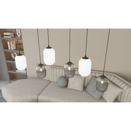 Luster na sajli VERDI 3xE27/15W/230V pr. 30 cm crna/siva/bijela