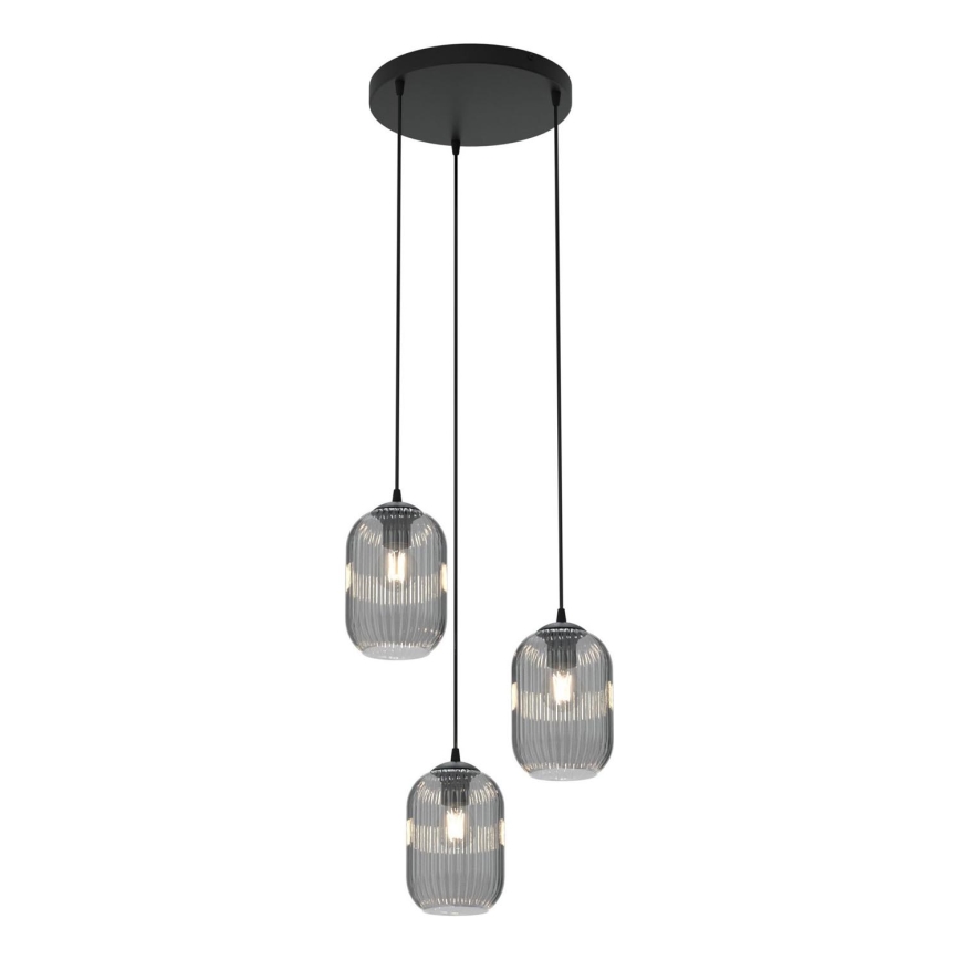Luster na sajli VERDI 3xE27/15W/230V pr. 30 cm crna/siva