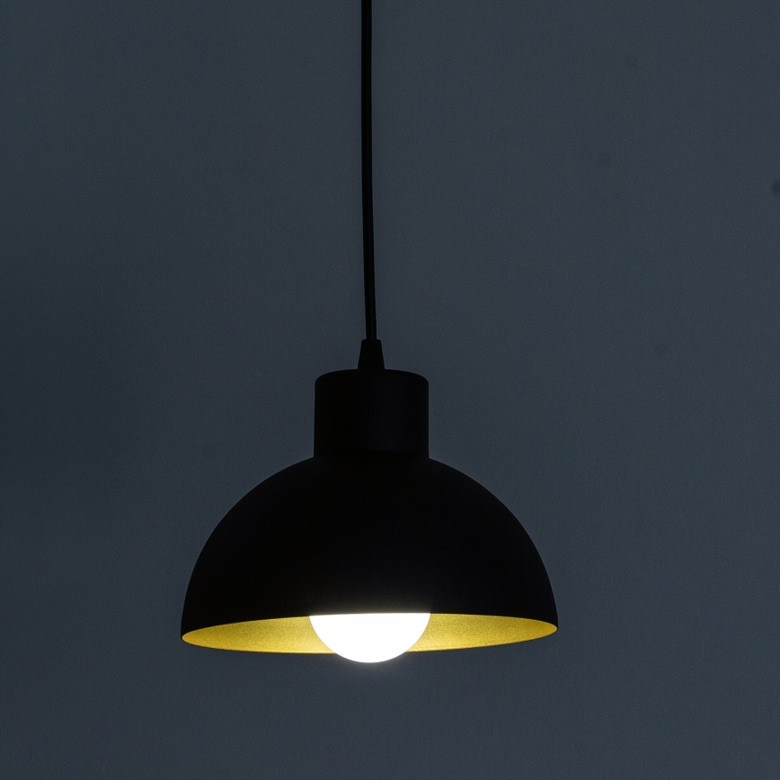 Luster na sajli VESPER 1xE27/15W/230 Ø 18 cm crna/zlatna