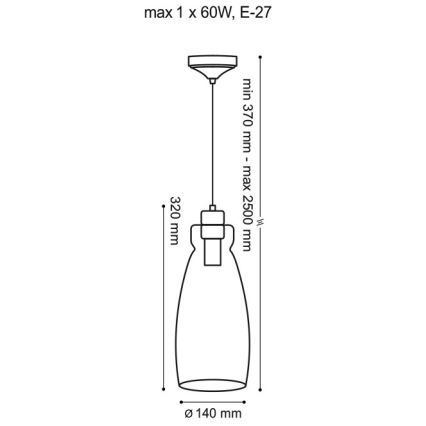 Luster na sajli VETRO 1xE27/60W/230V bukva