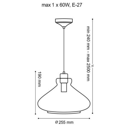 Luster na sajli VETRO 1xE27/60W/230V bukva