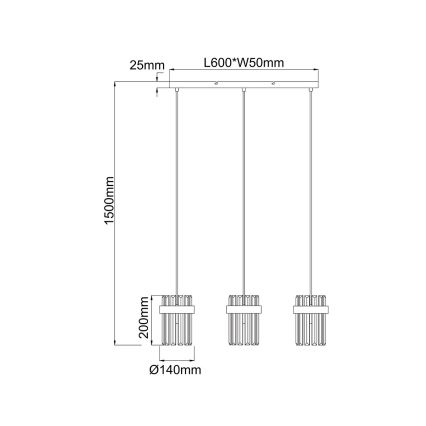 Luster na sajli VETRO 3xE14/10W/230V zlatna