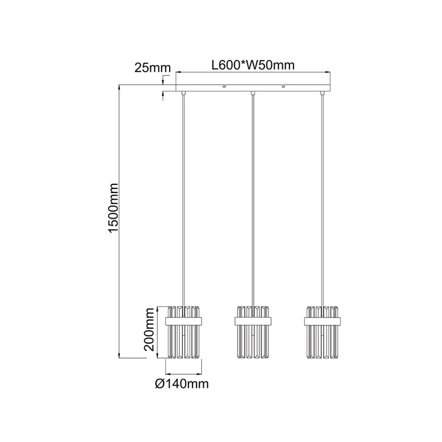 Luster na sajli VETRO 3xE14/10W/230V zlatna