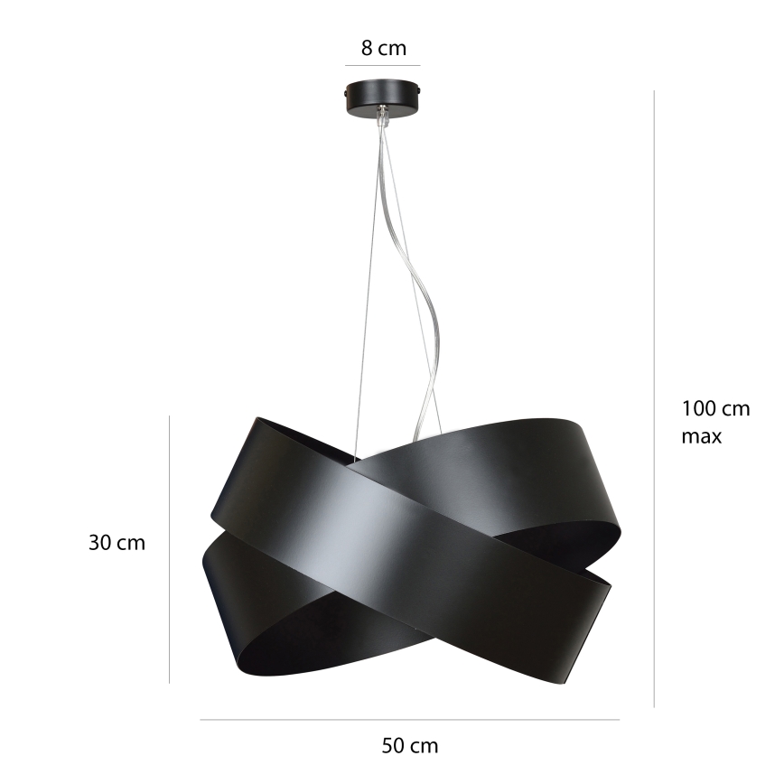 Luster na sajli VIENO 3xE27/15W/230V crna