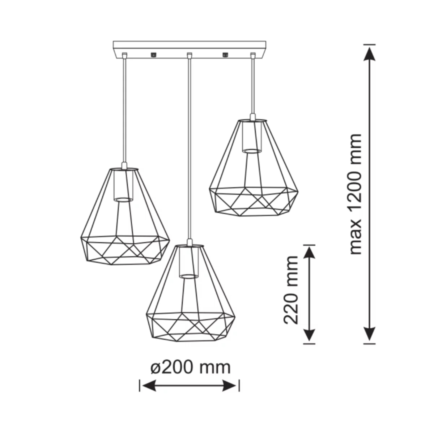Luster na sajli VIGO 3xE27/20W/230V