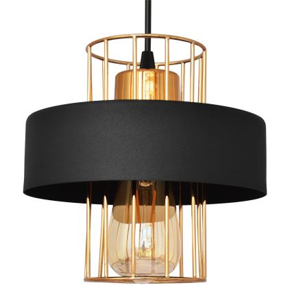 Luster na sajli VOLTA 1xE27/15W/230V crna/zlatna