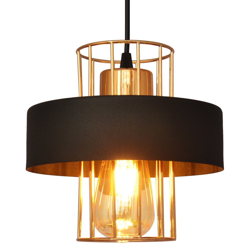 Luster na sajli VOLTA 1xE27/15W/230V crna/zlatna