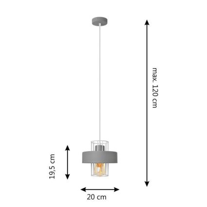 Luster na sajli VOLTA 1xE27/15W/230V siva