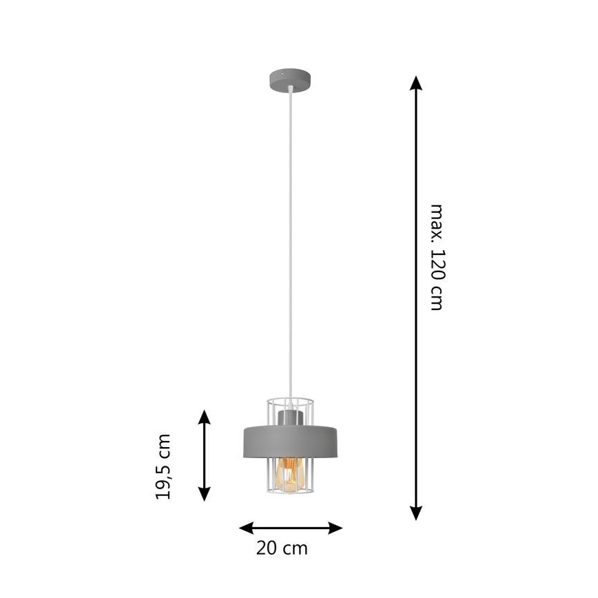 Luster na sajli VOLTA 1xE27/15W/230V siva