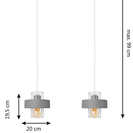 Luster na sajli VOLTA 2xE27/15W/230V siva