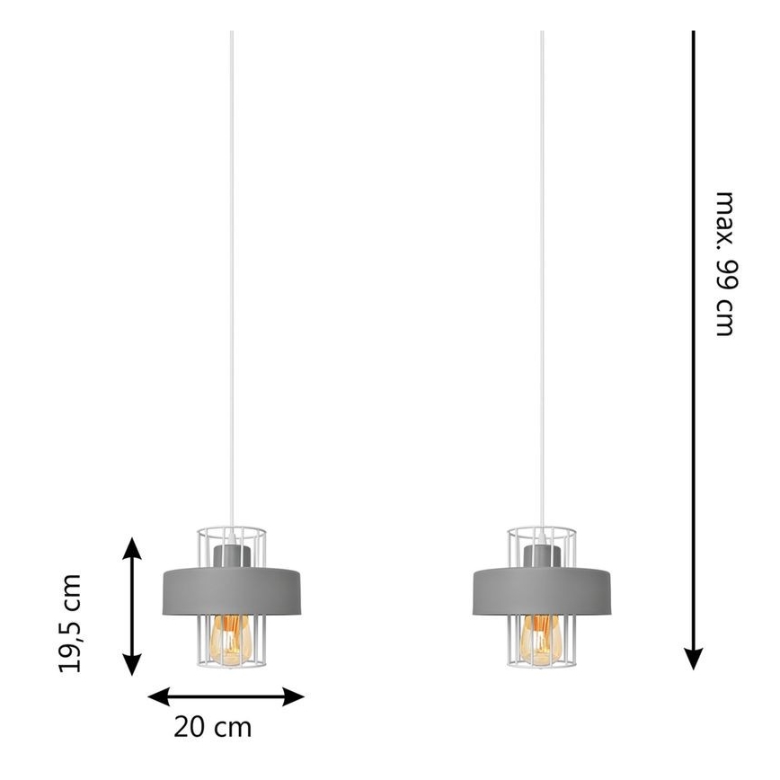 Luster na sajli VOLTA 2xE27/15W/230V siva