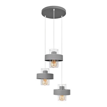 Luster na sajli VOLTA 3xE27/15W/230V pr. 42 cm siva
