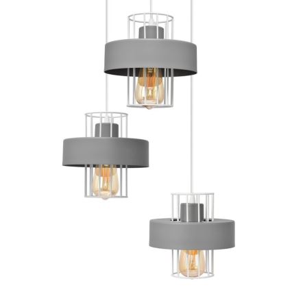 Luster na sajli VOLTA 3xE27/15W/230V pr. 42 cm siva