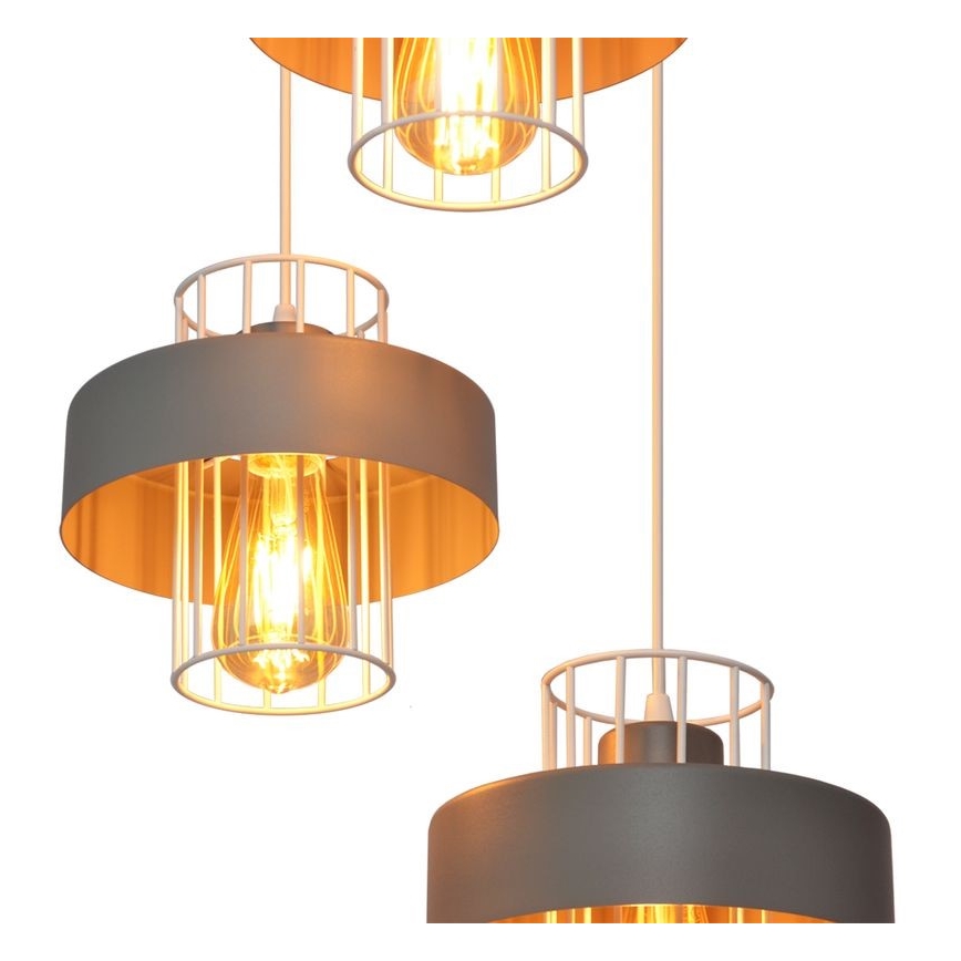 Luster na sajli VOLTA 3xE27/15W/230V pr. 42 cm siva