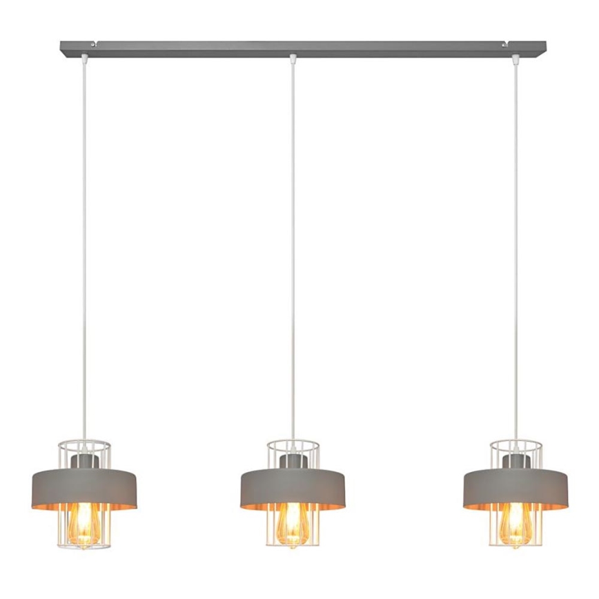 Luster na sajli VOLTA 3xE27/15W/230V siva