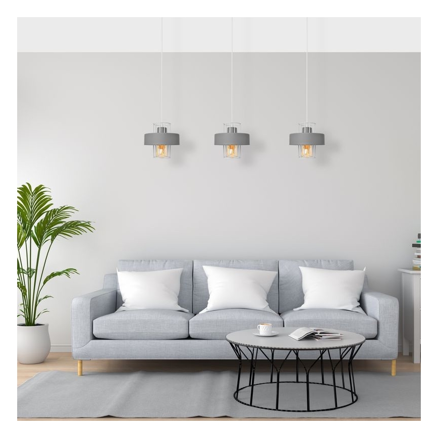 Luster na sajli VOLTA 3xE27/15W/230V siva