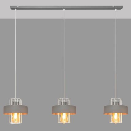 Luster na sajli VOLTA 3xE27/15W/230V siva